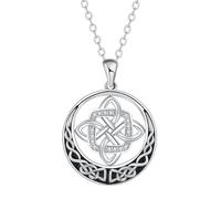 Arrebol Collier Noeud Celtique pour Femmes Argent Sterling 925 Femme Collier Triskele, Cadeaux Anniversaire Originaux pour Femmes Épouse Sœurs Amie - Réglable(45cm+5cm)