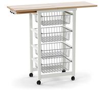 Arredamenti Italia 518 GASTONCINO Desserte Cuisine Hêtre Massif Blanc Laqué 48 x 88 x 34 cm
