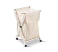 Arredamenti Italia AR_IT- 605 BANNY Panier à Linge Hêtre Massif Couleur Blanc 50 x 78 x 44 cm