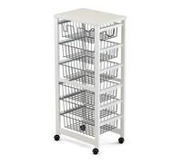 Arredamenti Italia Chariot de Cuisine Gustavo, Bois - 6 paniers - Finition Blanche « AR-It Le cœur du Bois »