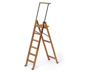 ARREDAMENTI ITALIA Échelle 6 marches TUSCANIA, Bois - Pliable - avec système de sécurité - Coleur: Bois Merisier AR-It il Cuore Del Legno