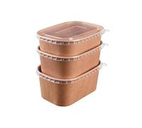 Arredo Chef Barquette Écologique en Carton Kraft pour Restauration à Emporter - Contenant Alimentaire Recyclable et Résistant lot de 50 pièces (Couvercle en PP, 580 ML)