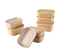 Arredo Chef Barquette Écologique en Carton Kraft pour Restauration à Emporter - Contenant Alimentaire Recyclable et Résistant lot de 50 pcs (Couvercle en PET, 580 ML)