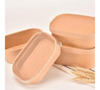 Arredo Chef Barquette Écologique en Carton Kraft pour Restauration à Emporter - Contenant Alimentaire Recyclable et Résistant lot de 50 pièces (Couvercle en PP, 1000 ML)