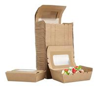Arredo Chef Boîte Alimentaire en Carton Kraft avec Fenêtre - Emballage Étanche et Résistant à la Chaleur pour Repas à Emporter Lot de 100 pcs. (Avec Fenêtre, 1200 ML)