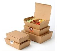 Arredo Chef Boîte Alimentaire en Carton Kraft - Emballage Étanche et Résistant à la Chaleur pour Repas à Emporter Lot de 100 pcs. (Sans Fenêtre, 500 ML)