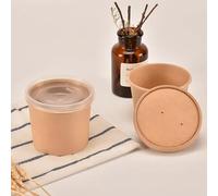 Arredo Chef Bol à Soupe en Carton kraft, Pot en papier, Gobelet pour Crème Glacée, Bol jetable Étanche et Résistant à la Chaleur lot de 50 pièces (380 ML, Couvercle en PP)