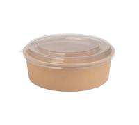 Arredo Chef - Bol Salade Kraft 1300 ml avec couvercle transparent PET - Lot de 50 - Carton Épais Qualité Restauration - Idéal Restaurant, Traiteur, Vente à Emporter
