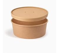 Arredo Chef - Bol Salade Kraft 1300 ml Couvercle KRAFT - Lot de 50 - Étanche et Résistant - Idéal Restaurant, Traiteur, Vente à Emporter - Micro-ondable