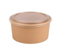 Arredo Chef - Bol Salade Kraft 550 ML avec Couvercle PP - Jetable Alimentaire Étanche - Pour Plats Chauds ou Froids à Emporter - Lot de 50 - Micro-ondable