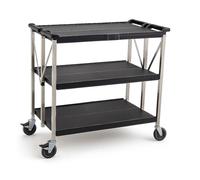 Arredo Chef - Chariot de Débarrassage Pliable 3 Plateaux - 93×51×93 cm - Polypropylène Résistant - 150 kg - Roues Pivotantes Silencieuses avec Freins - Cuisine Pro, Hôtel, Restauration
