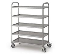 Arredo Chef - Chariot INOX 5 Niveaux - 84,5 x 52,5 x 154 cm - roulettes Pivotantes avec Freins - Desserte Pro Cuisine Restauration Cantine Collectivité
