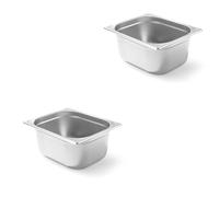 Arredo Chef Lot de 2 Bacs Gastro en inox - Résistance Thermique de -40°C à 300°C - Compatible Fours à Convection, Réfrigérateurs, Bains-Marie et Chafing Dishes (GN 1/2, Hauteur : 150 mm (9.5L))