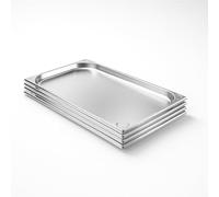 Arredo Chef - Lot de 4 Bacs Gastronorme GN 1/1 en Inox 201 - Bacs Gastro Professionnels pour Restauration, Cuisine Collective, Traiteur et Hôtel (20 mm 2,5 L)