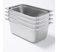 Arredo Chef - Lot de 4 Bacs Gastronorme GN 1/1 en Inox 201 - Bacs Gastro Professionnels pour Restauration, Cuisine Collective, Traiteur et Hôtel (150 mm 21 L)