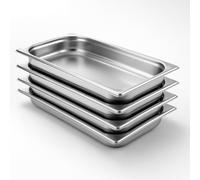 Arredo Chef - Lot de 4 Bacs Gastronorme GN 1/1 en Inox 201 - Bacs Gastro Professionnels pour Restauration, Cuisine Collective, Traiteur et Hôtel (40 mm 5 L)