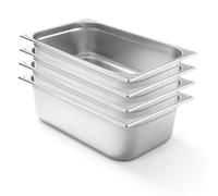 Arredo Chef - Lot de 4 Bacs Gastronorme GN 1/1 en Inox 201 - Bacs Gastro Professionnels pour Restauration, Cuisine Collective, Traiteur et Hôtel (100 mm 14 L)
