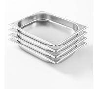 Arredo Chef - Lot de 4 Bacs Gastronorme GN 1/2 en Inox 201 - Bacs Gastro Professionnels pour Restauration, Cuisine Collective, Traiteur et Hôtel (40 mm 2 L)