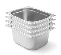 Arredo Chef - Lot de 4 Bacs Gastronorme GN 1/2 en Inox 201 - Bacs Gastro Professionnels pour Restauration, Cuisine Collective, Traiteur et Hôtel (200 mm 12,5 L)