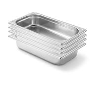 Arredo Chef - Lot de 4 Bacs Gastronorme GN 1/3 en Inox 201 - Bacs Gastro Professionnels pour Restauration, Cuisine Collective, Traiteur et Hôtel (65 mm 2,5 L)