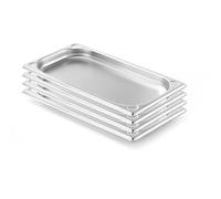 Arredo Chef - Lot de 4 Bacs Gastronorme GN 1/3 en Inox 201 - Bacs Gastro Professionnels pour Restauration, Cuisine Collective, Traiteur et Hôtel (20 mm 0,6 L)