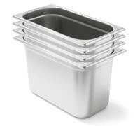 Arredo Chef - Lot de 4 Bacs Gastronorme GN 1/3 en Inox 201 - Bacs Gastro Professionnels pour Restauration, Cuisine Collective, Traiteur et Hôtel (200 mm 7,8 L)