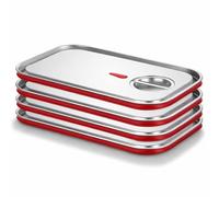 Arredo Chef - Lot de 4 Couvercles Gastronorme avec bords en silicone GN 1/4 en Inox 201 - Bacs Gastro Professionnels pour Restauration, Cuisine Collective, Traiteur et Hôtel