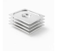 Arredo Chef - Lot de 4 Couvercles Gastronorme GN 1/2 en Inox 201 - Accessoires Professionnels pour Bacs Gastro, Cuisine, Restauration et Hôtel