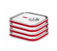 Arredo Chef - Lot de 4 couvercles Gastronormes avec bord en silicone GN 1/6 en Inox 201 - Bacs Gastro Professionnels pour Restauration, Cuisine Collective,
