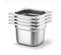 Arredo Chef - Lot de 4 couvercles Gastronormes GN 1/6 en Inox 201 - Bacs Gastro Professionnels pour Restauration, Cuisine Collective, Traiteurs et Hôtels (100 mm 1,6 L)