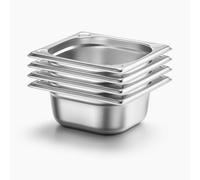 Arredo Chef - Lot de 4 couvercles Gastronormes GN 1/6 en Inox 201 - Bacs Gastro Professionnels pour Restauration, Cuisine Collective, Traiteurs et Hôtels (65 mm 1 L)