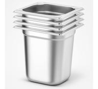 Arredo Chef - Lot de 4 couvercles Gastronormes GN 1/6 en Inox 201 - Bacs Gastro Professionnels pour Restauration, Cuisine Collective, Traiteurs et Hôtels (150 mm 2,4 L)