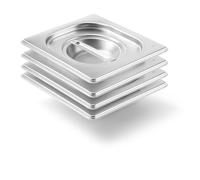 Arredo Chef - Lot de 4 couvercles Gastronormes GN 1/6 en Inox 201 - Bacs Gastro Professionnels pour Restauration, Cuisine Collective, Traiteurs et Hôtels