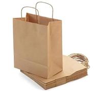 ArredoChef - Sacs en papier kraft brun avec poignées torsadées, 28 x 15 x 28 cm, Lot de 100 - sacs à emporter restaurant, traiteur, boutique