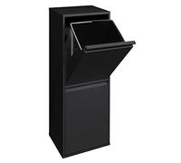 ARREGUI Basic CR206-B Poubelle de recyclage en acier, poubelle de tri sélectif, 2 seaux, 2 x 17 L (34 L), noir