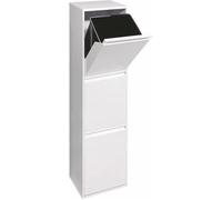 Arregui Basic CR301-B Poubelle de recyclage en acier, poubelle de tri sélectif, 3 seaux, 3 x 17L (51L), blanc