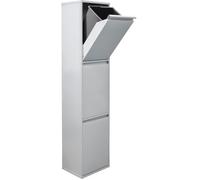 ARREGUI Basic CR302-B Poubelle de Recyclage Cuisine 3 Bacs | 3 x 17 L (51 L) | Poubelle de Tri Sélectif 3 Rangements | Meuble Poubelle en Acier avec 3 Seaux | Sac Poubelle | gris