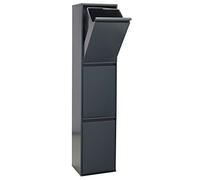 ARREGUI Basic CR304-B Poubelle de Recyclage Cuisine 3 Bacs | 3 x 17 L (51 L) | Poubelle de Tri Sélectif 3 Rangements | Meuble Poubelle en Acier avec 3 Seaux | Sac Poubelle | anthracite