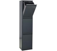 ARREGUI Basic CR304-B Poubelle de Recyclage Cuisine 3 Bacs | 3 x 17 L (51 L) | Poubelle de Tri Sélectif 3 Rangements | Meuble Poubelle en Acier avec 3 Seaux | Sac Poubelle | anthracite