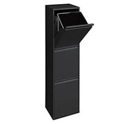ARREGUI Basic CR306-B Poubelle de Recyclage Cuisine 3 Bacs | 3 x 17 L (51 L) | Poubelle de Tri Sélectif 3 Rangements | Meuble Poubelle en Acier avec 3 Seaux | Sac Poubelle | noir