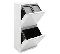 ARREGUI Basic CR401-B Poubelle de Recyclage Cuisine 3 Bacs | 11 + 11 + 23 L (45 L) | Poubelle de Tri Sélectif 3 Rangements | Meuble Poubelle en Acier avec 3 Seaux | Sac Poubelle | blanc
