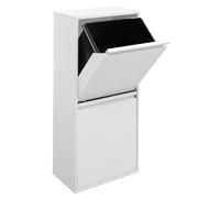 ARREGUI Basic CR401-B2 Poubelle de Recyclage Cuisine 2 Bacs | 2 x 23 L (46 L) | Poubelle de Tri Sélectif 2 Grands Rangements | Meuble Poubelle en Acier avec 2 Grand Seaux | Sac Poubelle | blanc