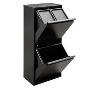ARREGUI Basic CR406-B Poubelle de Recyclage Cuisine 3 Bacs | 11 + 11 + 23 L (45 L) | Poubelle de Tri Sélectif 3 Rangements | Meuble Poubelle en Acier avec 3 Seaux | Sac Poubelle | noir