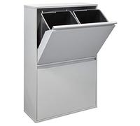 ARREGUI Basic CR602-B Poubelle de recyclage en acier, poubelle de tri sélectif, 4 seaux, 4 x 17 L (68 L), gris, 90,5 x 58,5 x 24,5 cm