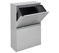 ARREGUI Basic CR602-B2 Poubelle de Recyclage Cuisine 4 Bacs | 23+11+17+17 L (68 L) | Poubelle de Tri Sélectif 4 Rangements | Meuble Poubelle en Acier 4 Seaux | avec Seau de 23 L pour Emballages | gris