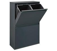 Arregui Basic CR604-B Poubelle de recyclage en acier, poubelle de tri sélectif, 4 seaux, 4 x 17L (68L), anthracite