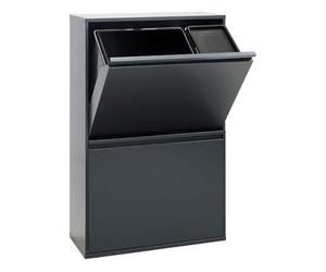 ARREGUI Basic CR604-B2 Poubelle de Recyclage Cuisine 4 Bacs | 23+11+17+17L (68L) | Poubelle Tri Sélectif 4 Rangements | Meuble Poubelle en Acier 4 Seaux | avec Seau de 23L pour Emballages | anthracite