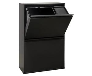 ARREGUI Basic CR606-B2 Poubelle de Recyclage Cuisine 4 Bacs | 23+11+17+17 L (68 L) | Poubelle de Tri Sélectif 4 Rangements | Meuble Poubelle en Acier 4 Seaux | avec Seau de 23 L pour Emballages | noir