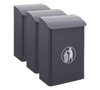 ARREGUI E6115 Poubelle Murale de recyclage en acier pour garage et espaces communs intérieurs, 30 L, Gris (Lot de 3)
