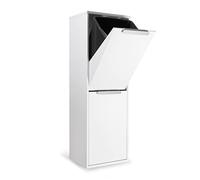ARREGUI Ecoclas CR201-E Poubelle de Recyclage Cuisine 2 Bacs | 2 x 17 L (34 L) | Poubelle de Tri Sélectif 2 Rangements | Meuble Poubelle en Acier avec 2 Seaux | Sac Poubelle | blanc